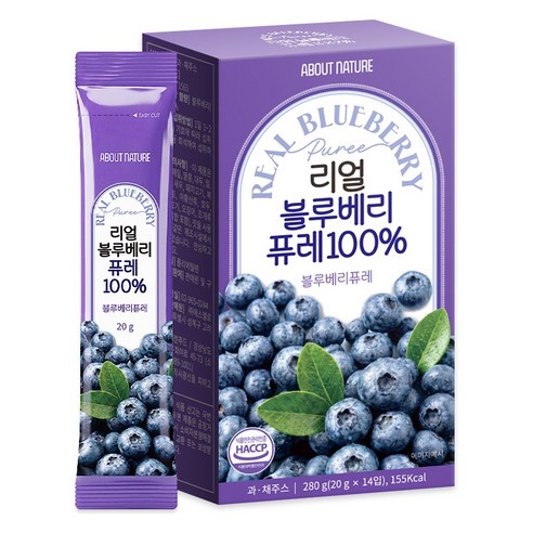 어바웃네이처 리얼 블루베리 퓨레 100% 14p 280g, 1개 솔직 후기 | 실사용자 리뷰 분석 - 상품 이미지 1
