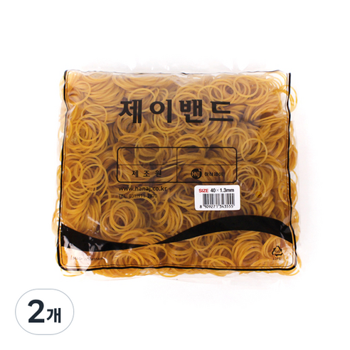 하나제이 10000 고무 제이밴드 40 x 1.3 mm, 노란색, 2개