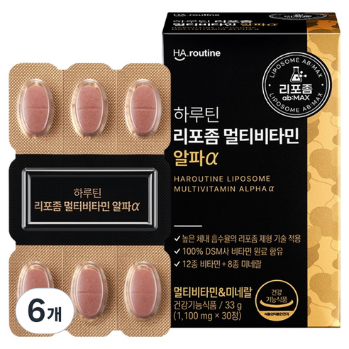 하루틴 멀티비타민 미네랄 알파a 33g, 30정, 6개