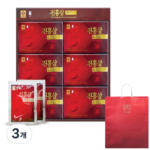 천제명홍삼 6년근 진홍삼액 골드 + 쇼핑백, 3개, 1.8L