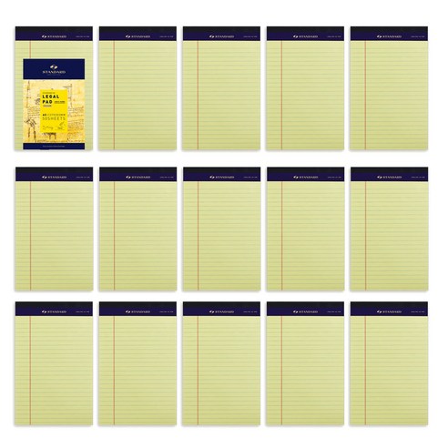 스탠다드온헤리티지 리갈패드 A5, YELLOW, 50매, 15개
