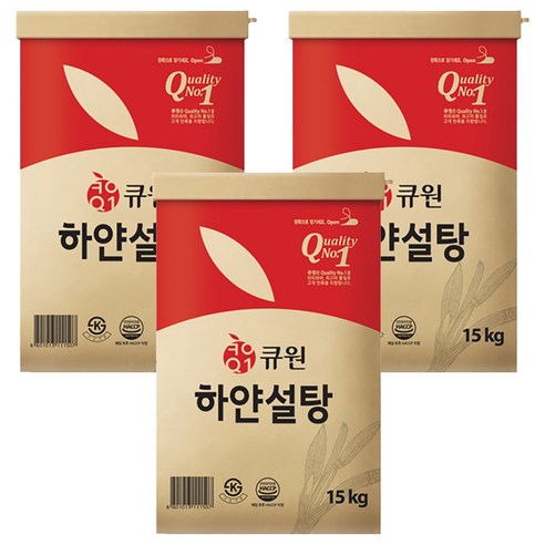큐원 하얀 설탕, 15kg, 3개
