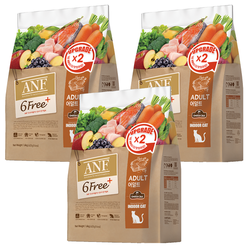ANF 식스프리플러스 캣 기능성 사료, 어덜트, 1.6kg, 3개