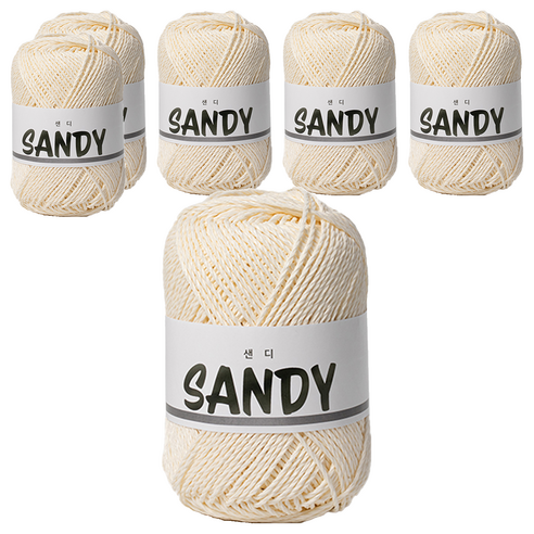 yarna 샌디 뜨개실, 2 아이보리, 6개