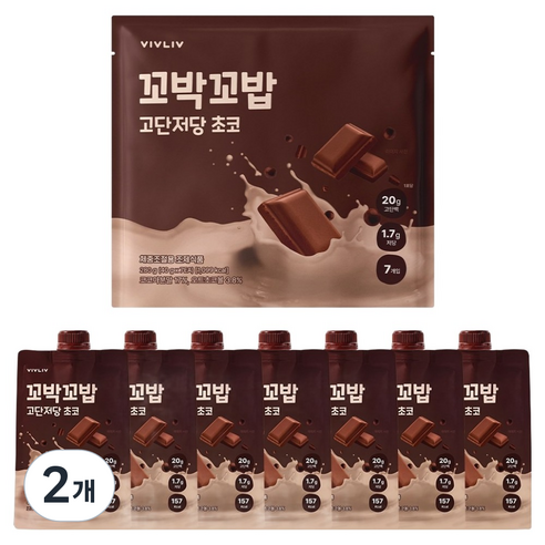 꼬박꼬밥 고단저당 단백질 쉐이크 초코맛 7p, 280g, 2개
