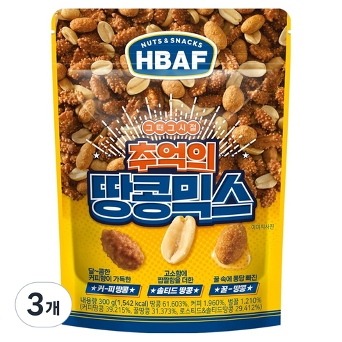 바프 추억의 땅콩믹스, 300g, 3개