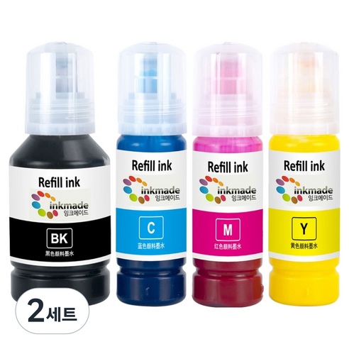 잉크메이드 엡손 호환잉크 4종 세트 T06G, 검정, 파랑, 빨강, 노랑, 2세트