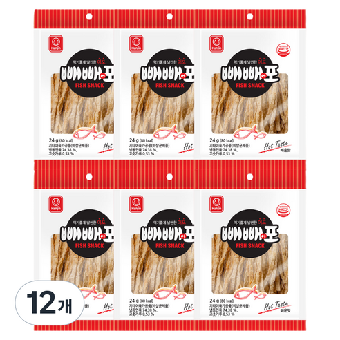 한진식품 빼빼어포 매운맛, 24g, 12개