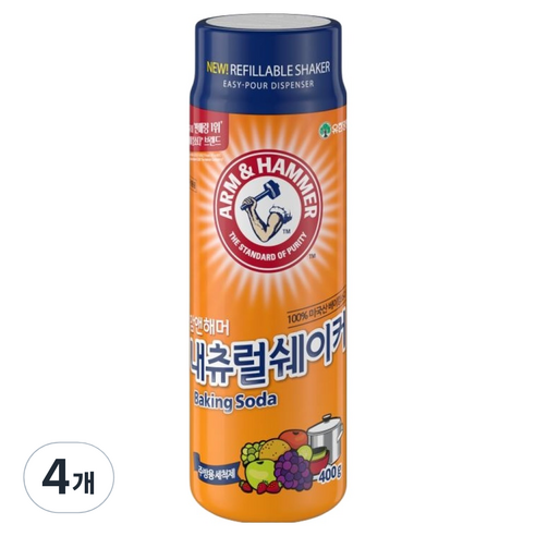 암앤해머 내츄럴쉐이커 베이킹소다, 400g, 4개