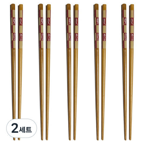 영수산업카멜 대나무 체크 전사 젓가락 5벌 세트, 원목, 단품, 2세트