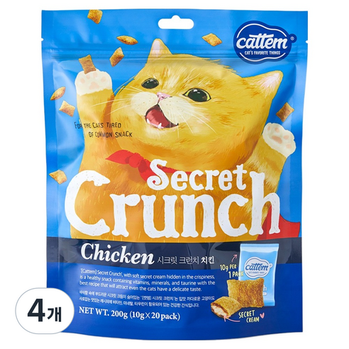 캣템 시크릿 크런치 고기속 츄르, 4개