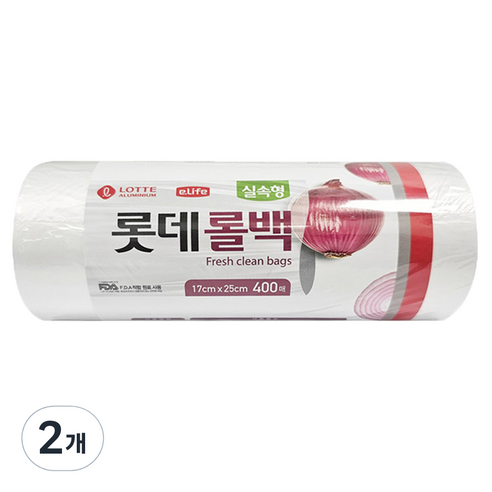 롯데이라이프 실속형 위생롤팩 17cm x 25cm, 400개입, 2개
