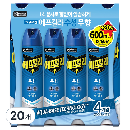 에프킬라 수성 에어로졸 살충제 무향, 600ml, 20개