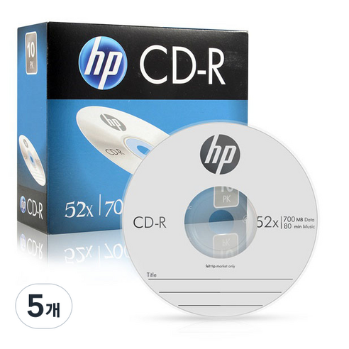 HP CD-R 52X 700MB 슬림 케이스 10p, 5개