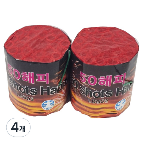 경기화약 50연발 샷 해피 불꽃놀이 폭죽, 레드 + 그린, 4개