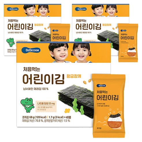 베베쿡 처음먹는 어린이김, 1.7g, 120개, 황금참깨