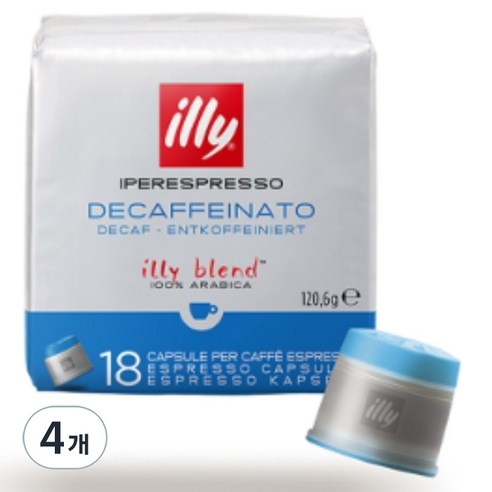 일리 에스프레소 디카페인 캡슐커피, 6.7g, 18개입, 4개