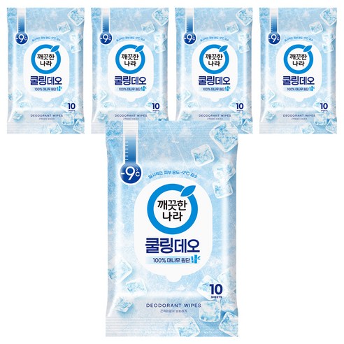 깨끗한나라 페퍼민트 쿨링 휴대용 데오티슈 10p, 66g, 5개