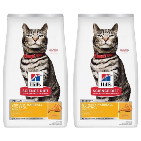 힐스사이언스다이어트 고양이 어덜트 기능성 사료, 유리너리+헤어볼, 1.58kg, 2개