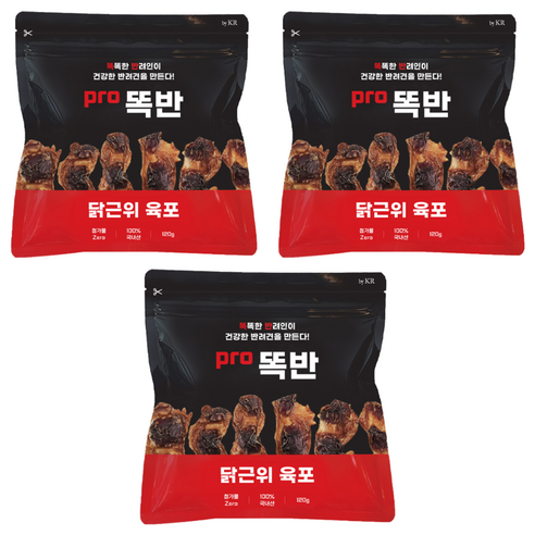 똑반 강아지 수제 육포, 닭근위, 120g, 3개