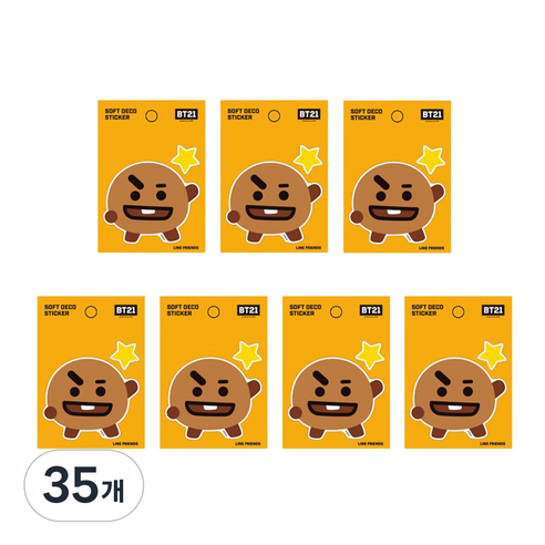 라인프렌즈 BT21 소프트 데코 스티커, 슈키, 35개