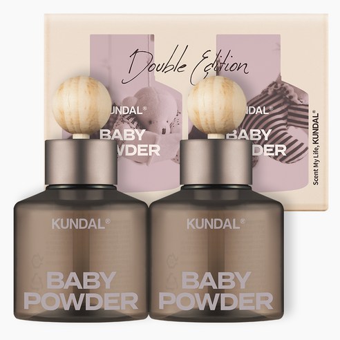 쿤달 퍼퓸 차량용 방향제 75ml 본품 2개 + 우드볼 스틱 2개 세트, 베이비파우더, 1세트