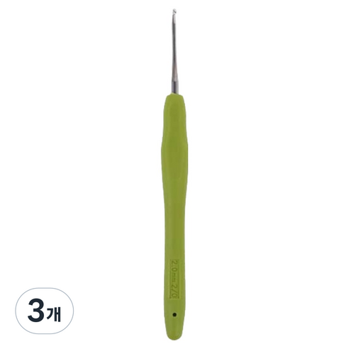 앵콜스 라바라바 실리콘 코바늘 모사용 2/0호 2mm, 연두색, 3개