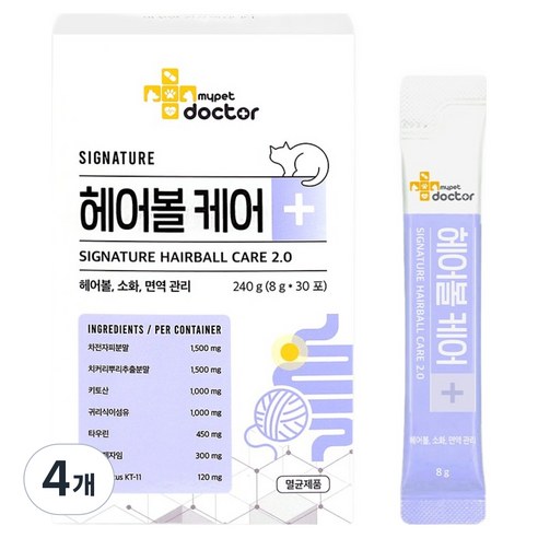 마이펫닥터 고양이 시그니처 2.0 영양제 30p, 240g, 헤어볼, 4개