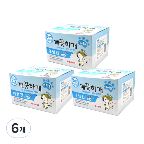 깨끗하개 여아용 애견 기저귀 플로랄향, 대형, 10개입, 6개