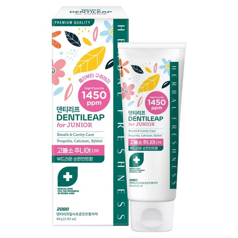 2080 덴티리프 고불소 주니어 충치 구취케어 치약 민트향, 80g, 1개입, 1개