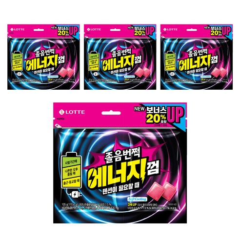 롯데웰푸드 졸음번쩍 에너지껌, 105g, 4개