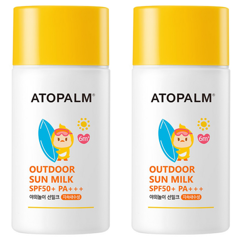 아토팜 유아용 야외놀이 워터프루프 선밀크 SPF50+ PA+++, 2세트