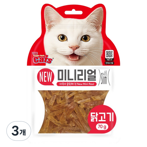 더캣츠 고양이 미니리얼 육포, 3개, 70g, 닭고기
