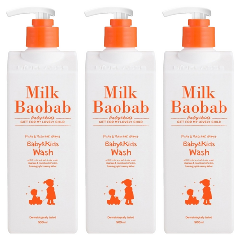 밀크바오밥 베이비 앤 키즈 바디 워시, 500ml, 3개