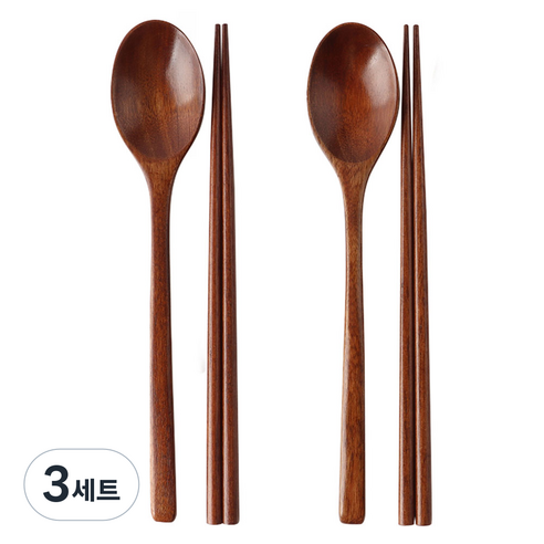 이와이엔스토리 옻칠 수저 세트, 우드, 숟가락 2p + 젓가락 2p, 3세트