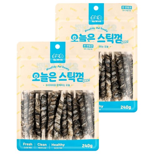 예스몽 강아지 오늘은 스틱껌, 대구껍질말이, 240g, 2개