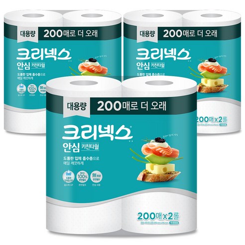 크리넥스 안심 키친타올 200매, 6개 솔직 후기 | 실사용자 리뷰 분석 썸네일