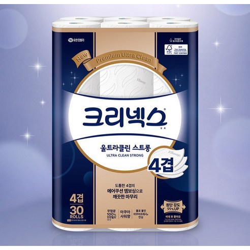 크리넥스 울트라클린 천연펄프 4겹 롤화장지 이미지 3