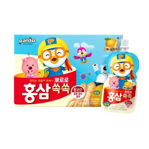 팔도 뽀로로 홍삼쏙쏙 배도라지 100ml, 40개 이미지 3