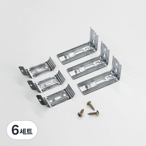 더원홈데코 콤비 블라인드 ㄱ자 브라켓 6.8 x 3.7 x 2.7 cm + 스냅 6.9 x 2.3 cm + 목재 피스 19mm 세트, 메탈, 6개