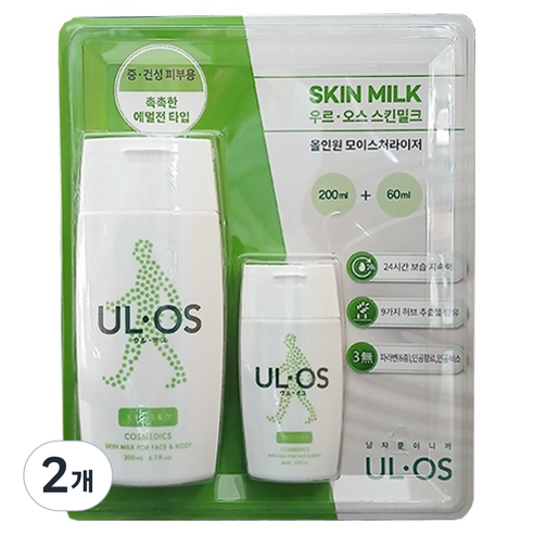 우르오스 올인원 스킨밀크 200ml + 60ml 세트, 2개