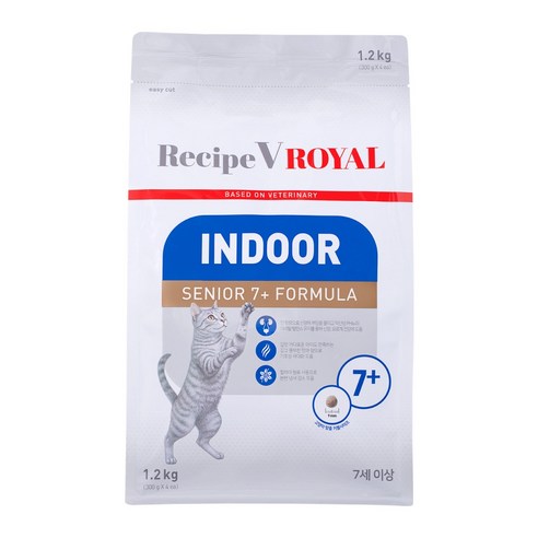 유한양행레시피브이 고양이 로얄 인도어 7+ 포뮬러 기능성사료, 시니어, 1.2kg, 1개