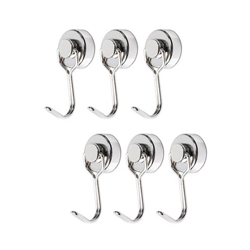 리빙필로 180도 회전식 네오디뮴 자석후크 고리 16 x 43 mm, 실버, 6개
