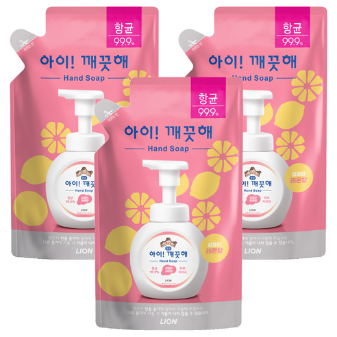 아이깨끗해 핸드워시 리필 레몬향, 200ml, 3개