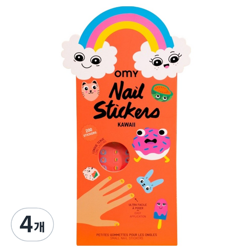 오마이 네일 스티커 카와이 200p NAIL02, 혼합색상, 4개
