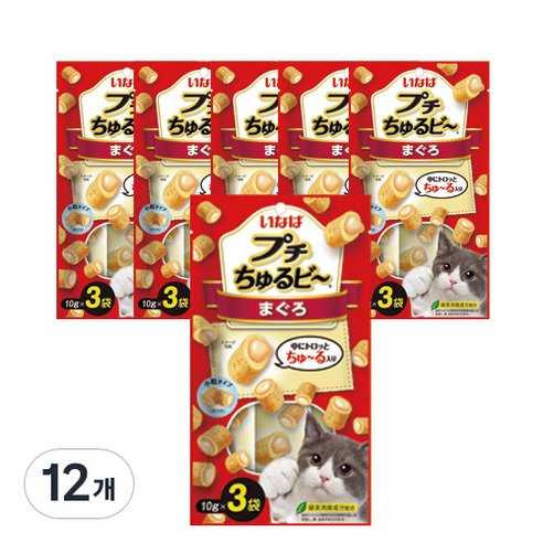 이나바 고양이 쁘띠 츄르비 사료 3p, 참치, 30g, 12개