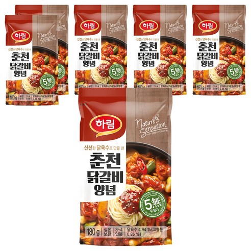 하림 춘천 닭갈비 양념, 180g, 6개