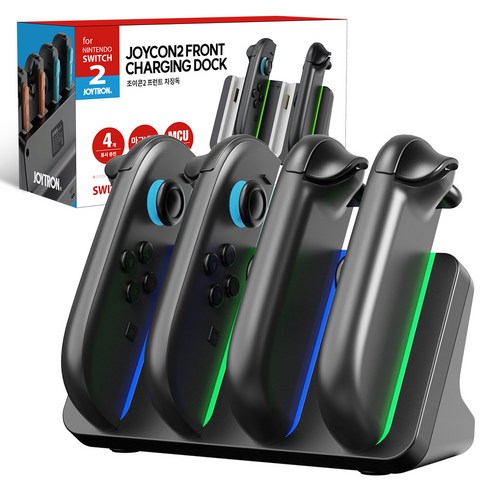 조이트론 닌텐도 스위치2 조이콘2 프런트 차징독 LED 충전기 거치대 스탠드, 블랙, 1개, SW2-CHARGER01