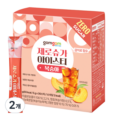 곰곰 제로슈가 아이스티 복숭아, 5g, 2개, 30개입