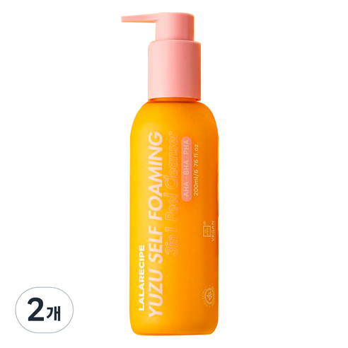 라라레서피 유자 셀프포밍 쓰리인원 필 클렌저, 2개, 200ml